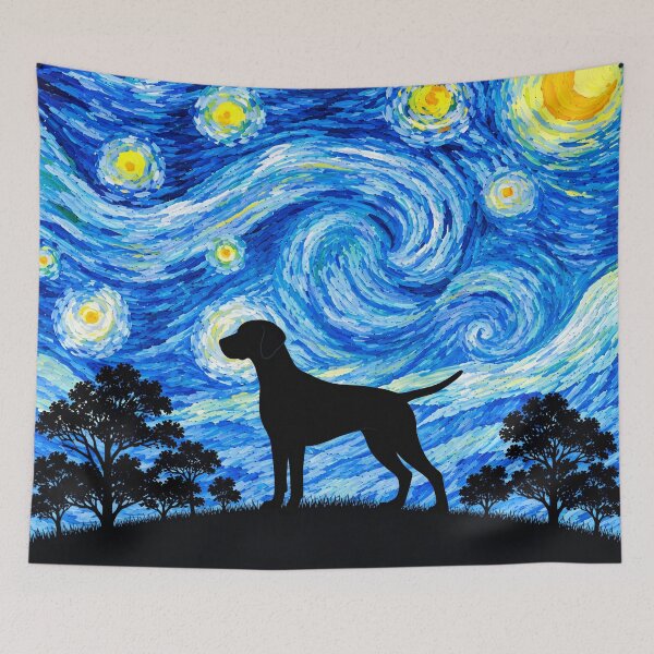 Item preview, Funny Weimaraner Dog Starry Night Painting Moon Star Mom Dad Kids designed and sold by FurryHavenPH.