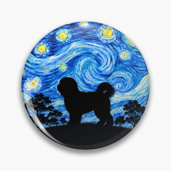 Item preview, Funny Tibetan Terrier Dog Starry Night Painting Moon Star Mom Dad Kids designed and sold by FurryHavenPH.