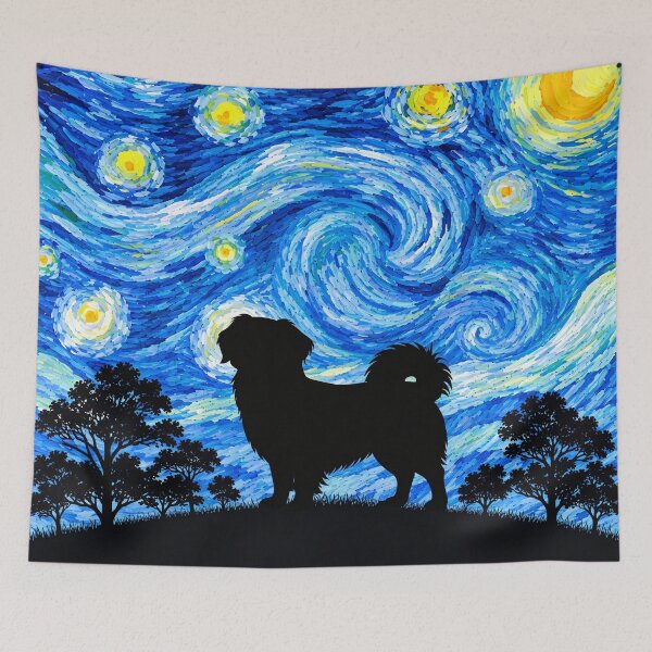 Item preview, Funny Tibetan Spaniel Dog Starry Night Painting Moon Star Mom Dad Kids designed and sold by FurryHavenPH.