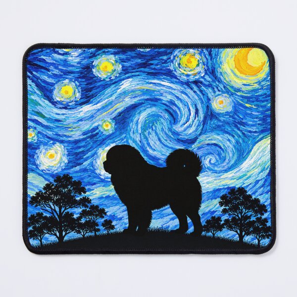 Item preview, Funny Tibetan Mastiff Dog Starry Night Painting Moon Star Mom Dad Kids designed and sold by FurryHavenPH.