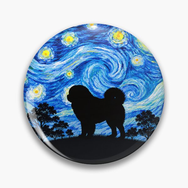 Item preview, Funny Tibetan Mastiff Dog Starry Night Painting Moon Star Mom Dad Kids designed and sold by FurryHavenPH.