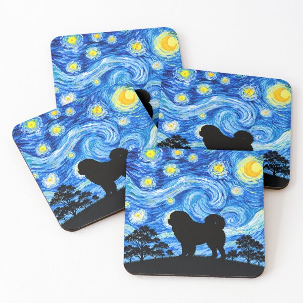 Item preview, Funny Tibetan Mastiff Dog Starry Night Painting Moon Star Mom Dad Kids designed and sold by FurryHavenPH.