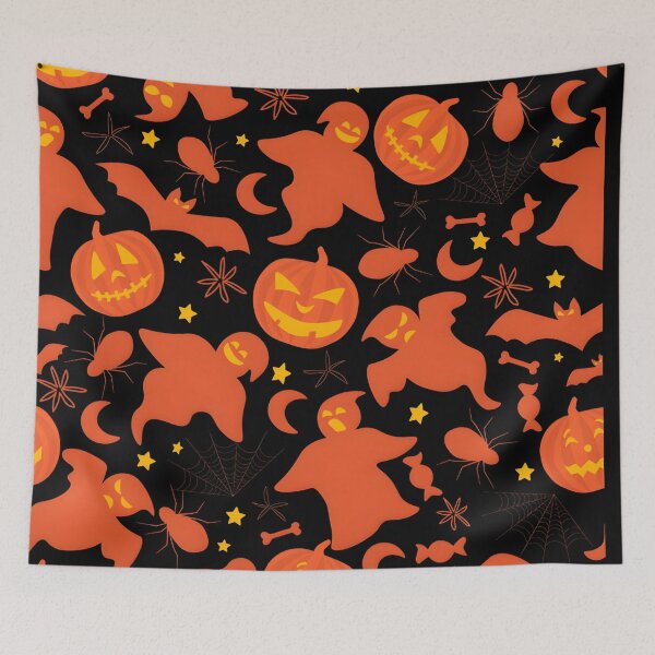 Item preview, Seamless Halloween Pattern with Ghosts, Pumpkins, and Spiders designed and sold by interdesigner.