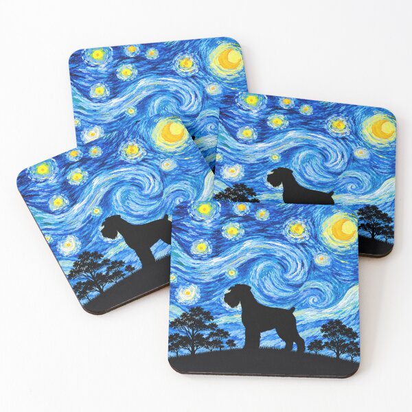 Item preview, Funny Standard Schnauzer Dog Starry Night Painting Moon Star Mom Dad Kids designed and sold by FurryHavenPH.