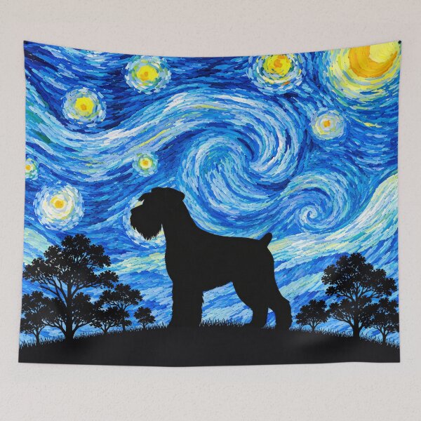 Item preview, Funny Standard Schnauzer Dog Starry Night Painting Moon Star Mom Dad Kids designed and sold by FurryHavenPH.