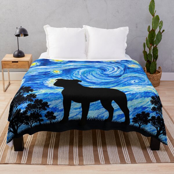 Item preview, Funny Staffordshire Bull Terrier Dog Starry Night Painting Moon Star Mom Dad Kids designed and sold by FurryHavenPH.