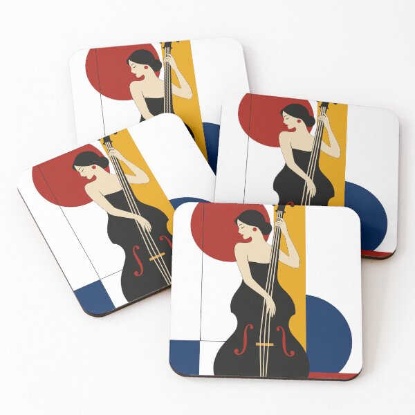 Item preview, Woman Double Bass Art Print, Female Bassist Print, Bauhaus Music Art, Jazz Musician Decor, Double Bass Player Gift, Mid Century Modern Print designed and sold by Studio pod Burom.