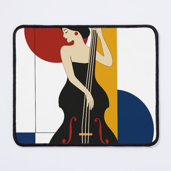 Item preview, Woman Double Bass Art Print, Female Bassist Print, Bauhaus Music Art, Jazz Musician Decor, Double Bass Player Gift, Mid Century Modern Print designed and sold by Studio pod Burom.
