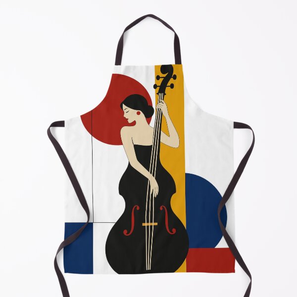 Item preview, Woman Double Bass Art Print, Female Bassist Print, Bauhaus Music Art, Jazz Musician Decor, Double Bass Player Gift, Mid Century Modern Print designed and sold by Studio pod Burom.