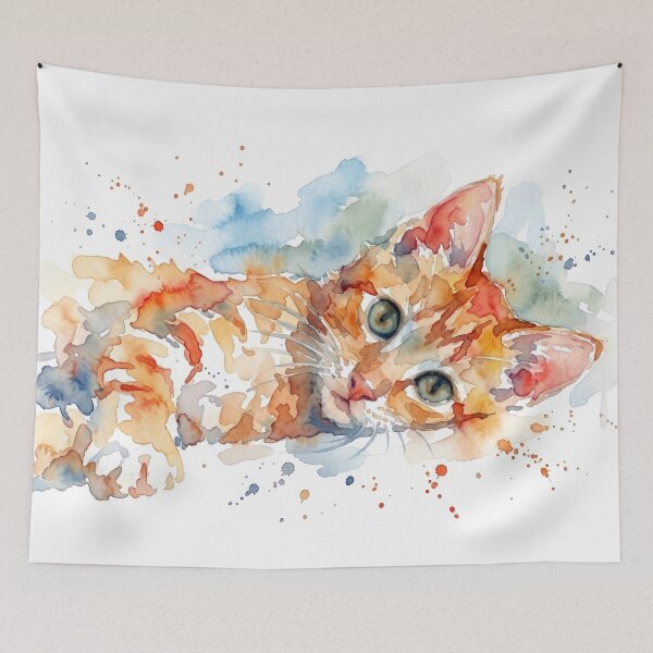Item preview, Tabby Cat, Head Tilted with Splatter designed and sold by caracatita75.