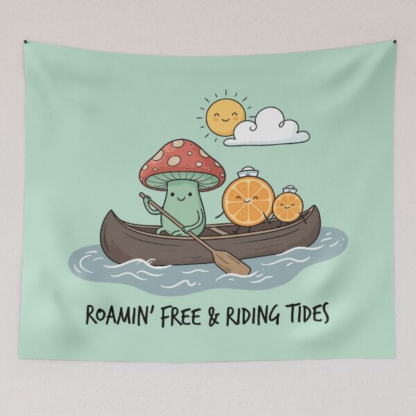 Item preview, Cute Mushroom Orange Slices Canoe River Nature Adventure designed and sold by Amir Faysal.