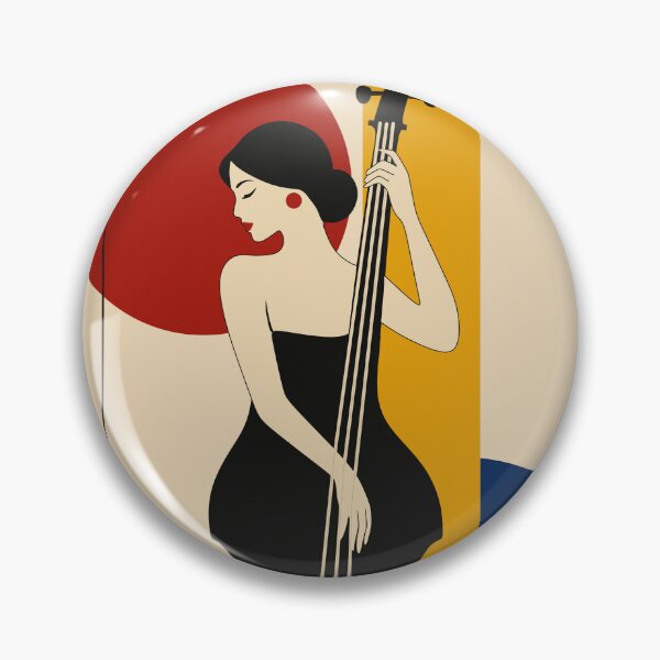 Aperçu de l'œuvre Affiche d'art représentant une contrebassiste, Affiche de bassiste, Art musical Bauhaus, Décoration pour musicien de jazz, Cadeau pour contrebassiste, Affiche style moderne du milieu du siècle créée et vendue par Studio pod Burom.