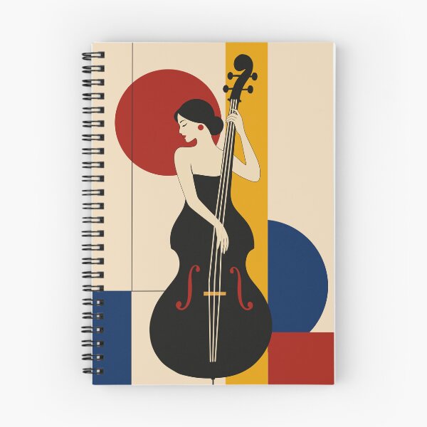Item preview, Woman Double Bass Art Print, Female Bassist Print, Bauhaus Music Art, Jazz Musician Decor, Double Bass Player Gift, Mid Century Modern Print designed and sold by Studio pod Burom.