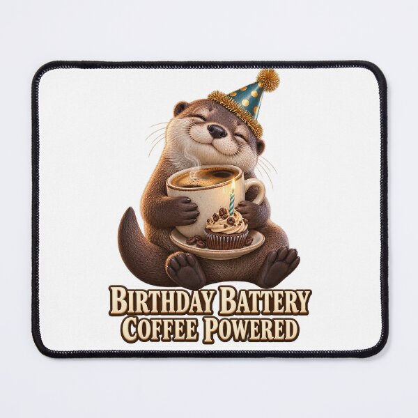 Item preview, Birthday Battery Coffee Otter designed and sold by TrendTribeTP.