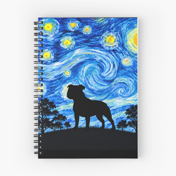 Item preview, Funny Staffordshire Bull Terrier Dog Starry Night Painting Moon Star Mom Dad Kids designed and sold by FurryHavenPH.