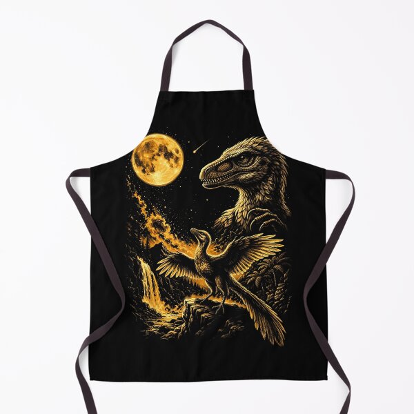 Item preview, Golden Feathered Dinosaurs Beneath a Full Moon designed and sold by TadeoNivar.