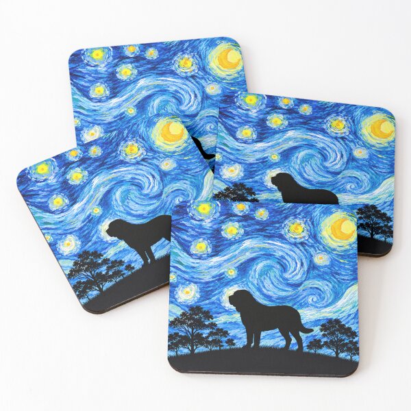 Item preview, Funny Spanish Mastiff Dog Starry Night Painting Moon Star Mom Dad Kids designed and sold by FurryHavenPH.