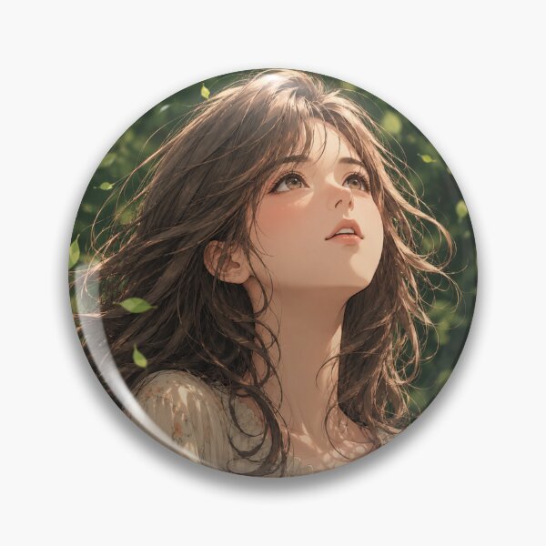 Item preview, Autumn Breeze – Beautiful Anime Girl with Flowing Brown Hair designed and sold by JOHN44ART.