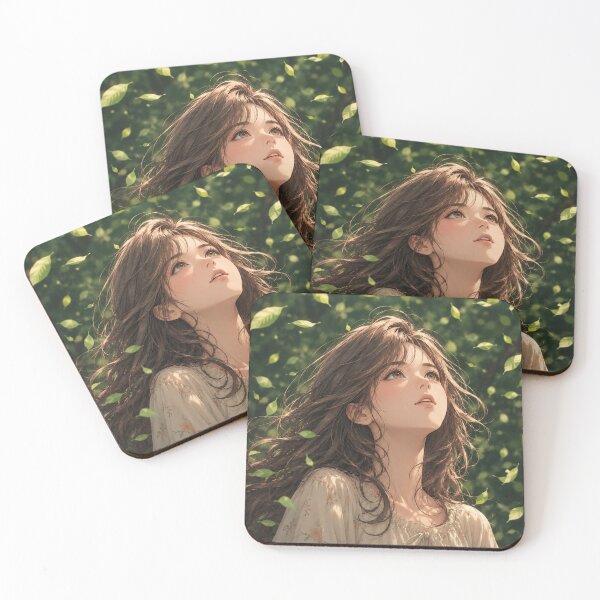 Item preview, Autumn Breeze – Beautiful Anime Girl with Flowing Brown Hair designed and sold by JOHN44ART.