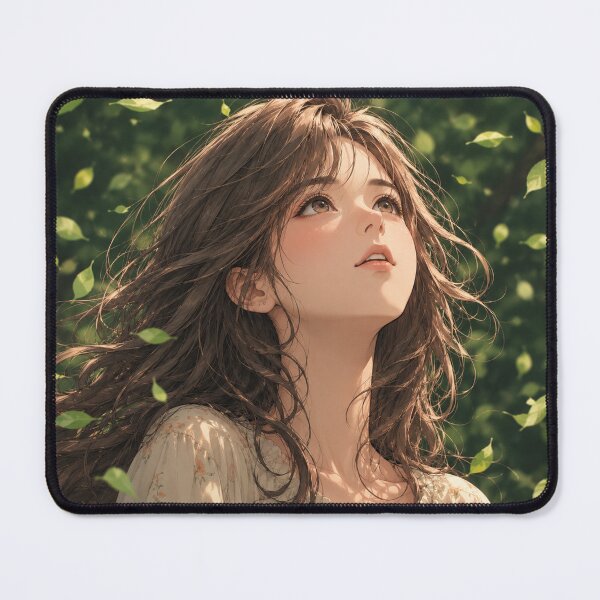 Item preview, Autumn Breeze – Beautiful Anime Girl with Flowing Brown Hair designed and sold by JOHN44ART.