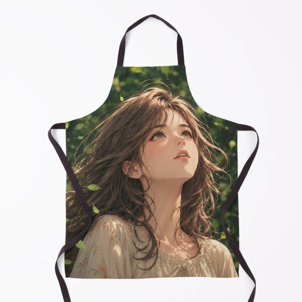 Item preview, Autumn Breeze – Beautiful Anime Girl with Flowing Brown Hair designed and sold by JOHN44ART.