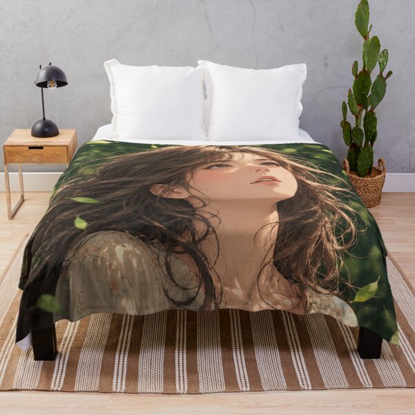 Item preview, Autumn Breeze – Beautiful Anime Girl with Flowing Brown Hair designed and sold by JOHN44ART.