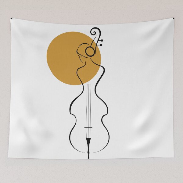 Item preview, Minimalist Double Bass Woman Line Art | Bauhaus Music Print | Abstract Female Musician Print | Modern Jazz Art designed and sold by Studio pod Burom.