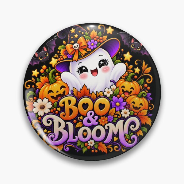 Item preview, Boo & Bloom Halloween T-Shirt – Cute Ghost Pumpkin Floral Spooky Design designed and sold by dressyside.