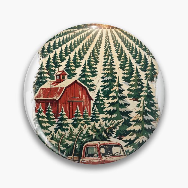 Item preview, Rustic Christmas Tree Farm Scene - Retro Distressed Holiday Tee designed and sold by KERK Art and Design.