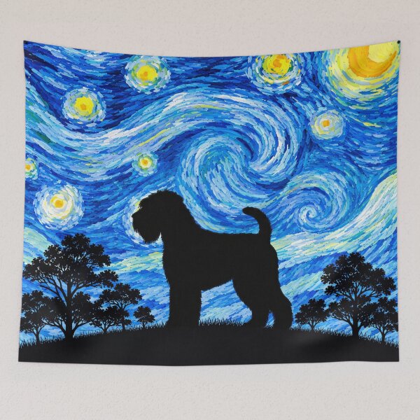Item preview, Funny Soft Coated Wheaten Terrier Dog Starry Night Painting Moon Star Mom Dad Kids designed and sold by FurryHavenPH.