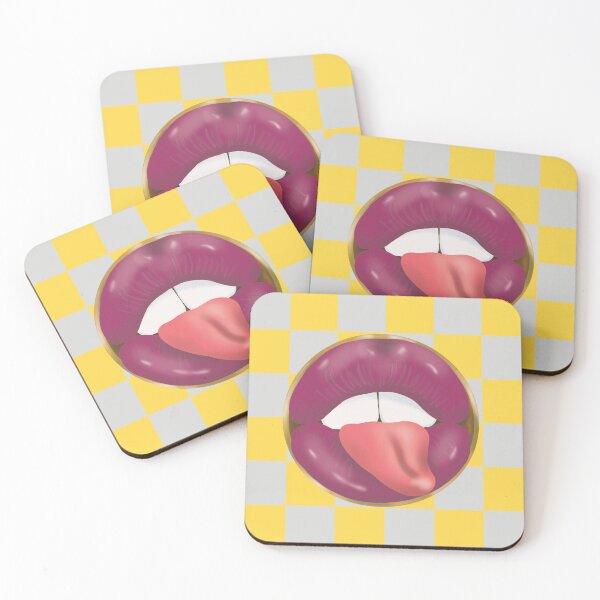 Item preview, Rebel Lips Pop Art – Duotone blocks grey yellow pink Lips designed and sold by GoldenRebels.
