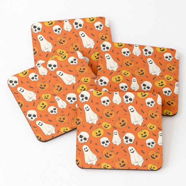 Item preview, Spooky Vintage Halloween Seamless Pattern with Pumpkins, Ghosts, and Skulls designed and sold by interdesigner.