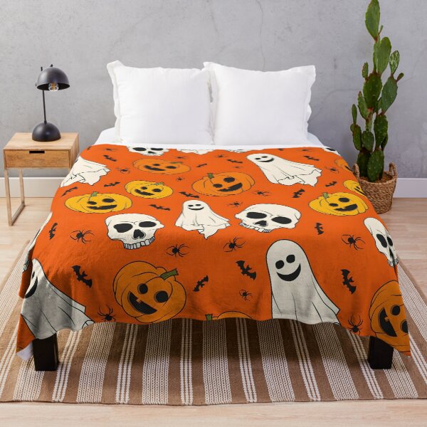 Item preview, Spooky Vintage Halloween Seamless Pattern with Pumpkins, Ghosts, and Skulls designed and sold by interdesigner.