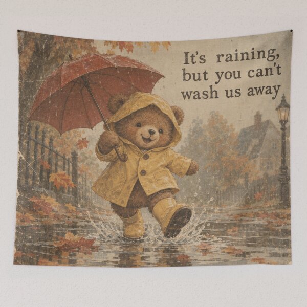 Item preview, A bear cub is playing with the rain. designed and sold by elegantpaterns.