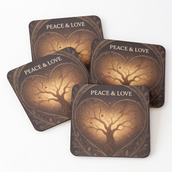 Item preview, Vintage Heart Tree of Life Peace and Love Holiday Art designed and sold by pinkal.