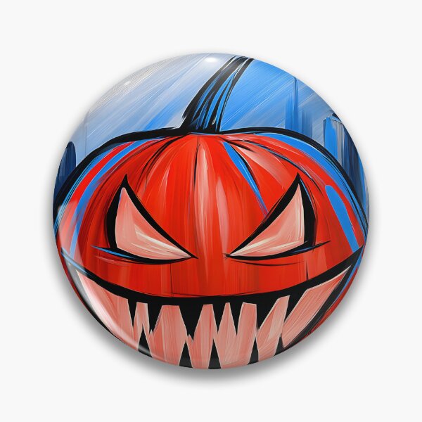 Item preview, Menacing Halloween Pumpkin with Sharp Features Looming Over a Vibrant City Skyline designed and sold by OlfactoART Studio.