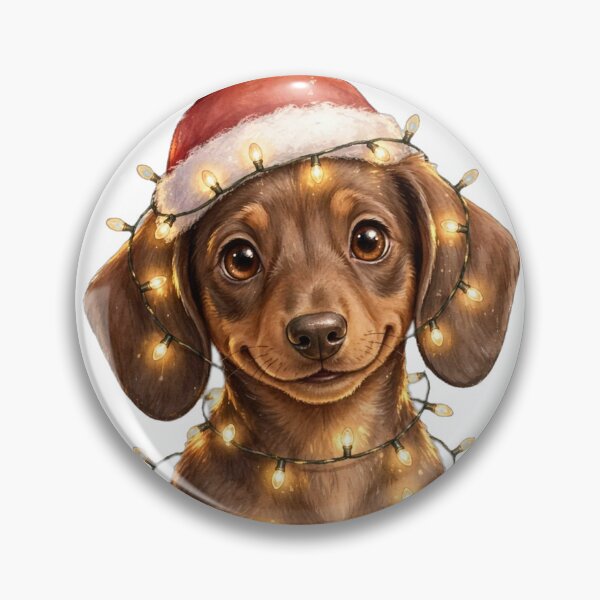Item preview, Christmas Dachshund Santa Hat Fairy Lights Cute Dog designed and sold by cybercanvasmuse.