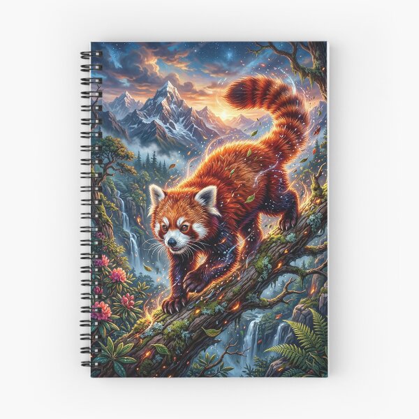 Item preview, Fiery Red Panda Climbing a Mossy Mountain Tree designed and sold by Lucid Dream Pixel.