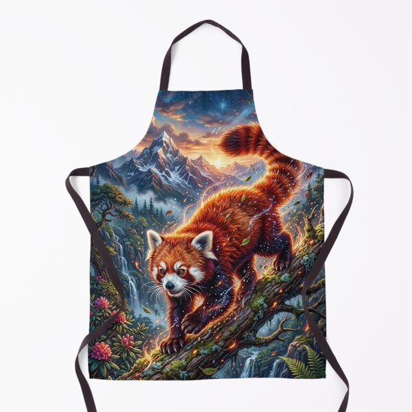 Item preview, Fiery Red Panda Climbing a Mossy Mountain Tree designed and sold by Lucid Dream Pixel.