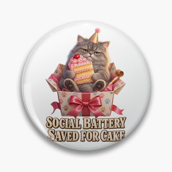 Item preview, Birthday Social Battery Cat designed and sold by TrendTribeTP.