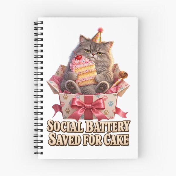 Item preview, Birthday Social Battery Cat designed and sold by TrendTribeTP.
