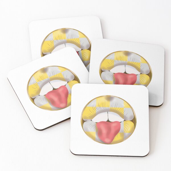 Item preview, Rebel Lips Pop Art – blocks yellow grey pink tongue designed and sold by GoldenRebels.