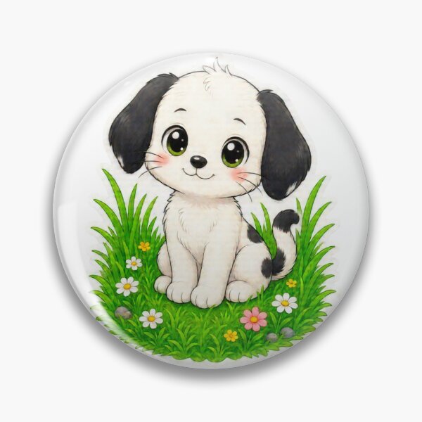 Item preview, Cute Kawaii Puppy in a Flower Garden designed and sold by ExploreAura Studio.