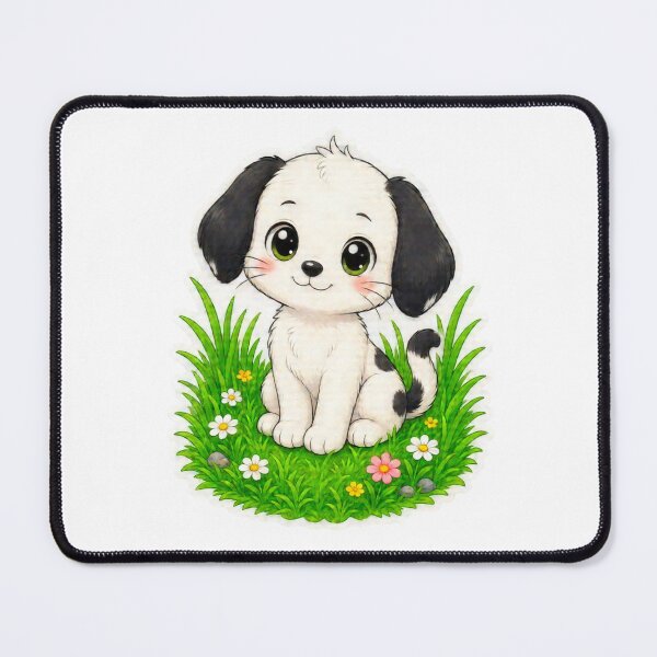 Item preview, Cute Kawaii Puppy in a Flower Garden designed and sold by ExploreAura Studio.
