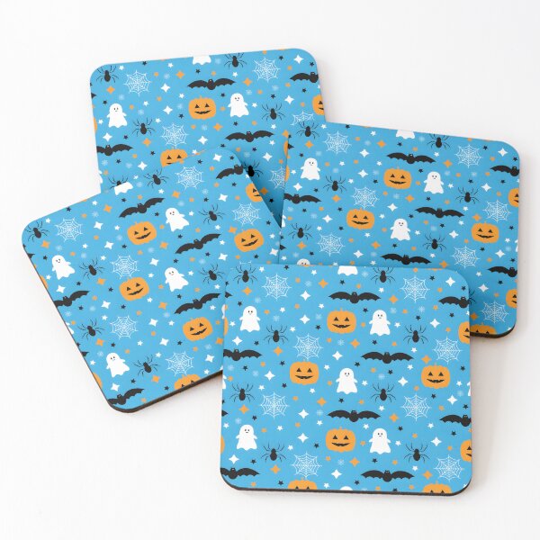 Item preview, Cute Spooky Halloween Seamless Pattern on Blue Background    designed and sold by interdesigner.