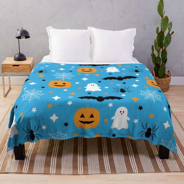 Item preview, Cute Spooky Halloween Seamless Pattern on Blue Background    designed and sold by interdesigner.