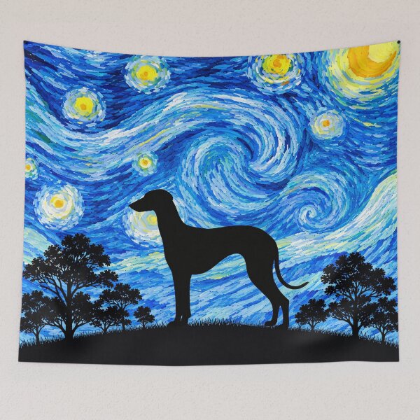 Item preview, Funny Sloughi Dog Starry Night Painting Moon Star Mom Dad Kids designed and sold by FurryHavenPH.