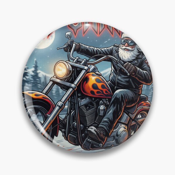 Item preview, Heavy Metal Biker Santa Riding Chopper Flames Merry Christmas designed and sold by KiwiRider.