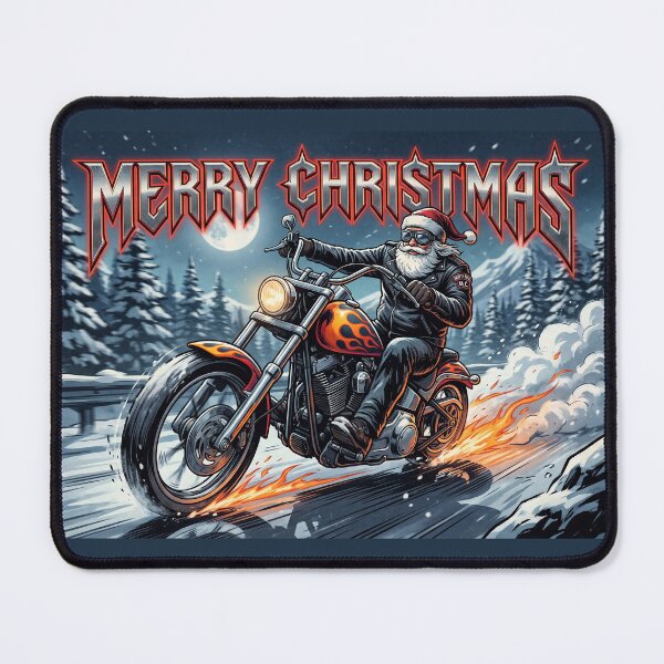 Item preview, Heavy Metal Biker Santa Riding Chopper Flames Merry Christmas designed and sold by KiwiRider.