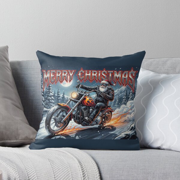 Item preview, Heavy Metal Biker Santa Riding Chopper Flames Merry Christmas designed and sold by KiwiRider.